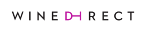Wine Direct logo for the Direct to Consumer Wine Symposium, with a stylized wine glass icon replacing the letter I.