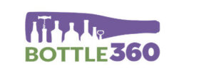 Logo with purple wine bottle silhouette, various bottle shapes, and green-and-purple text reading BOTTLE360.