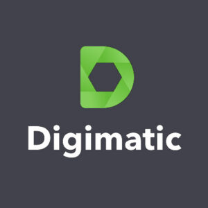 Digimatic logo featuring a green D-shaped camera aperture icon for the Direct to Consumer Wine Symposium.